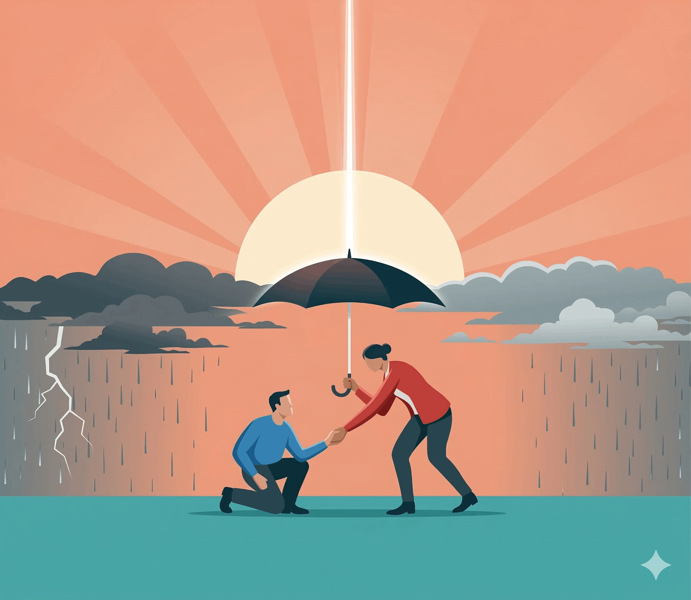 Supportive illustration for helping a friend in crisis
